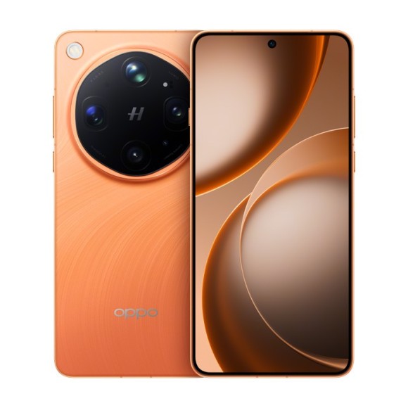 Oppo Find X9 Ultra smartphone in orange with 12GB RAM and 256GB storage, featuring a sleek design and advanced camera.