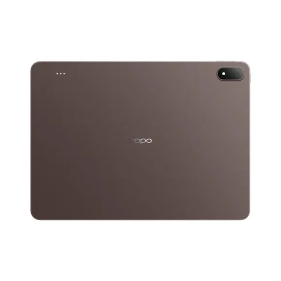 Oppo Pad 5 Pro tablet in brown, featuring 16GB RAM and 512GB storage capacity.