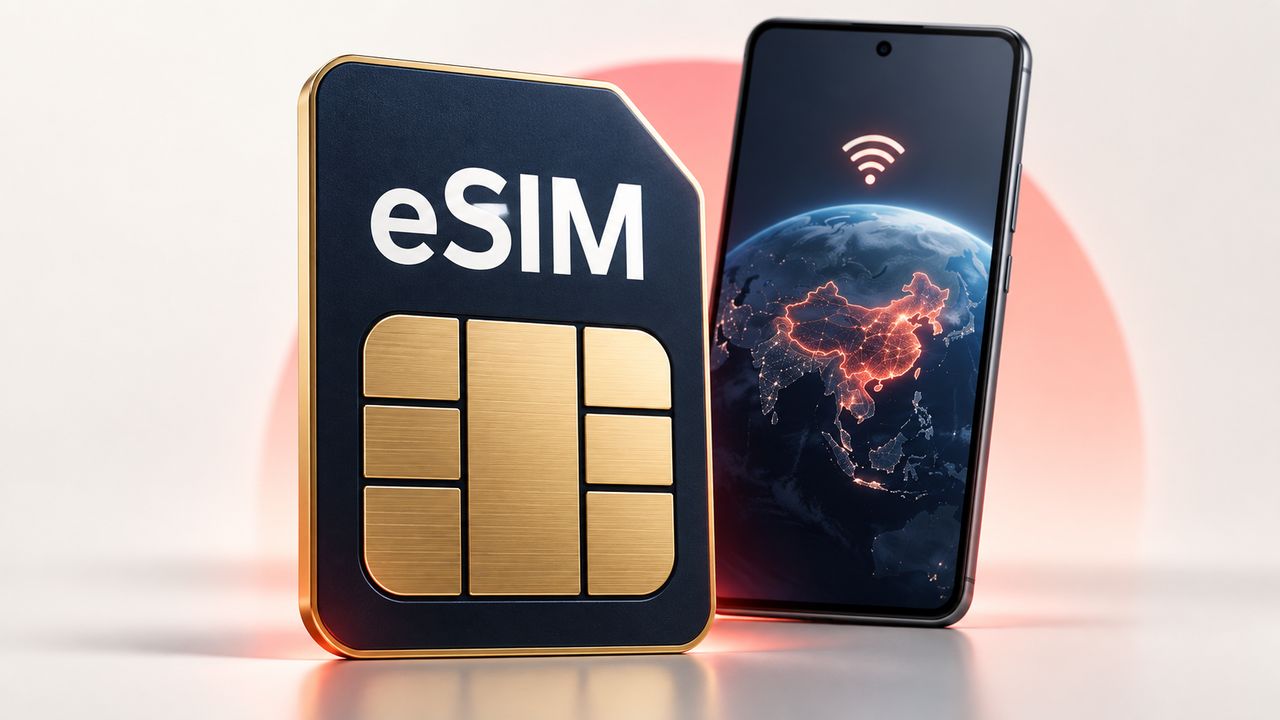 Illustration: Smartphone, physical SIM card and stored eSIM profiles