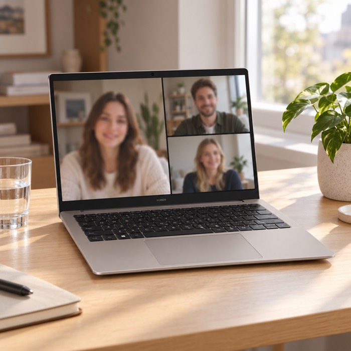 Video call on the HONOR MagicBook 14 (2026) in Starry Gray