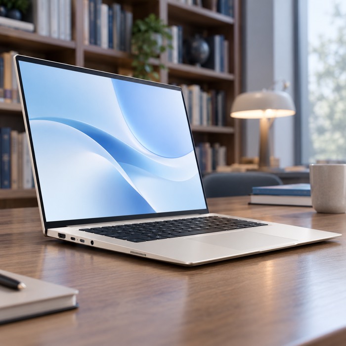 HONOR MagicBook 16 in a library with ventilation slots visible