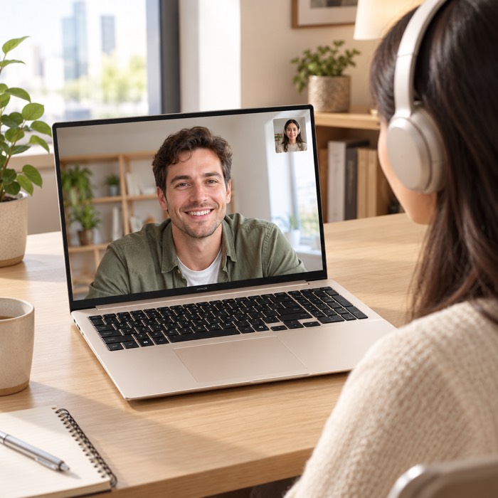Video call on the HONOR MagicBook 16 in Floating Gold
