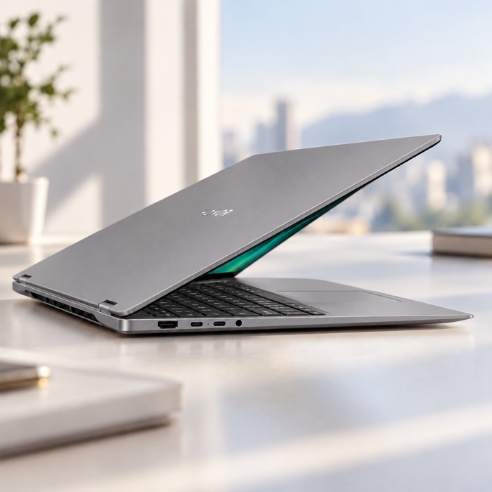 Slim aluminum body of the HONOR MagicBook Pro 16 in Starry Gray