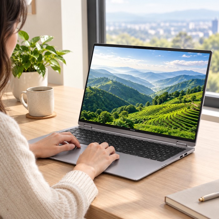 16-inch 3K display of the HONOR MagicBook Pro 16 with a landscape photo