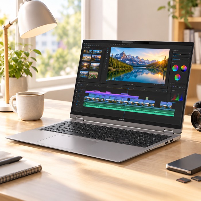 Video editing on the HONOR MagicBook Pro 16 with Intel Core Ultra 5 338H